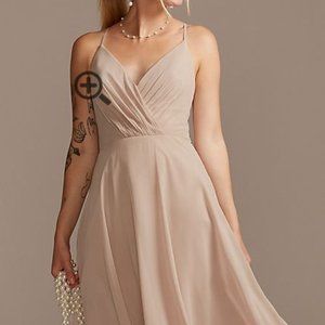 David's Bridal Spaghetti Strap Chiffon Short Bridesmaid Dress